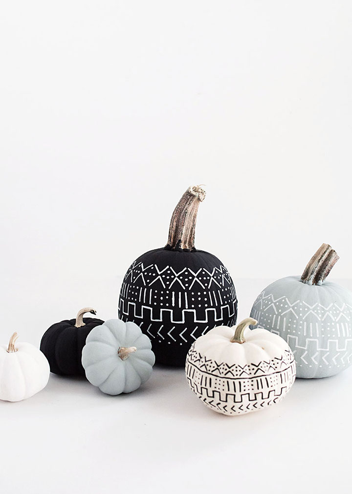 Try this mud cloth painted pumpkin from Homey Oh My