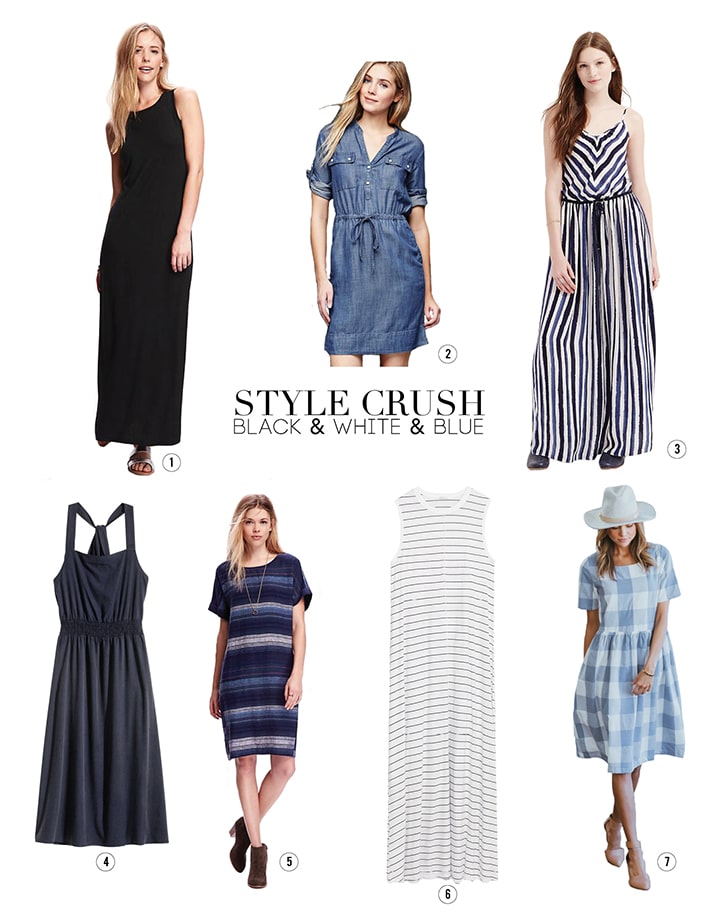 Favorite spring dresses in black and white and blue!