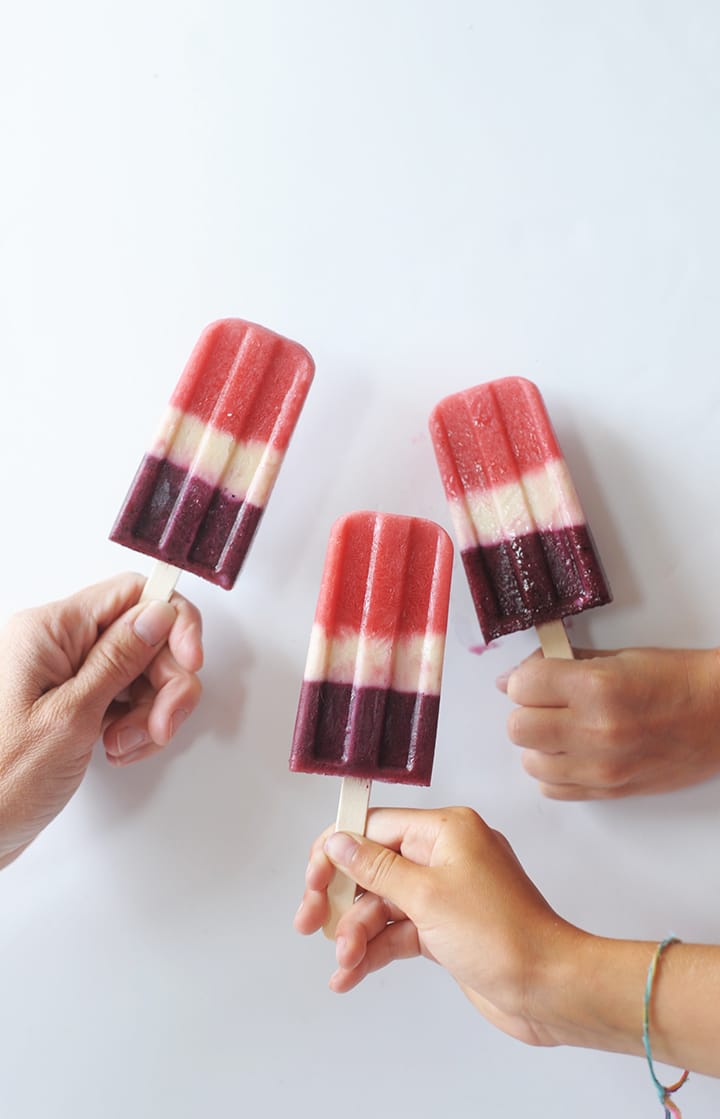 Make these good-for-you red, white and blue popsicles for the Fourth of July!
