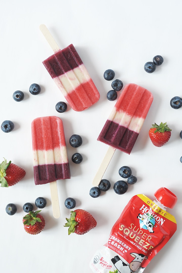 The best kids popsicle recipe for the Fourth of July. Red, white and blue and good for you!