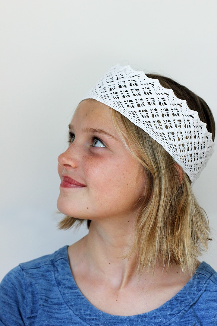 Make this simple DIY lace crown for a party or bridal shower.