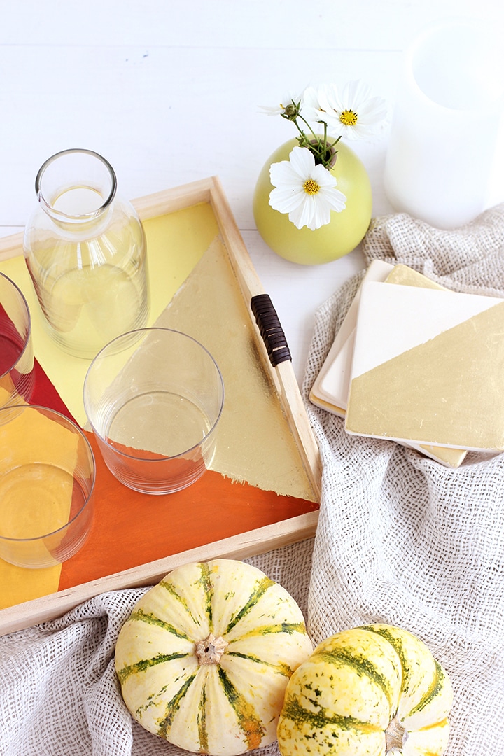 DIY Gold Leaf Coasters and Tray