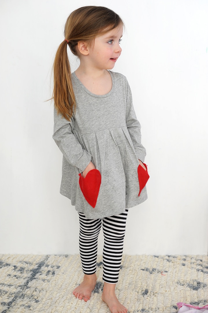 Make this DIY No-Sew Valentine Heart Pocket Shirt in a few minutes!