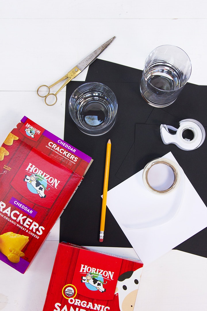 DIY Halloween Black Bat Snack Cups supplies