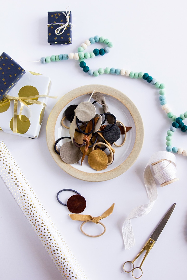 DIY Leather Hair Ties handmade holiday