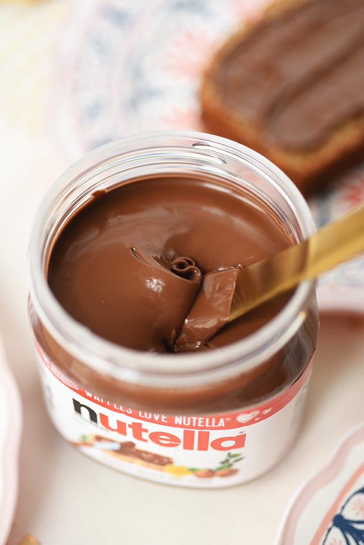 banana bread topped with nutella