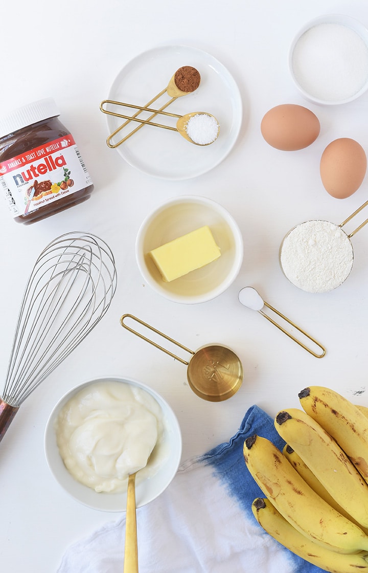 banana bread topped with nutella