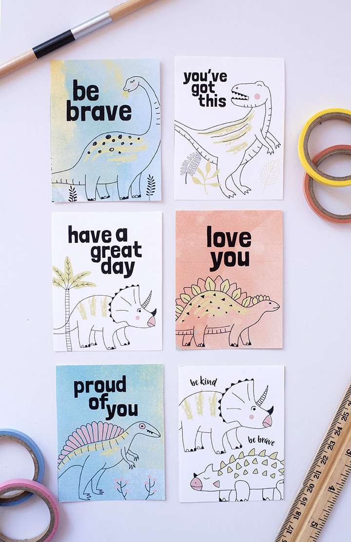 Free Printable Dinosaur Lunchbox Notes