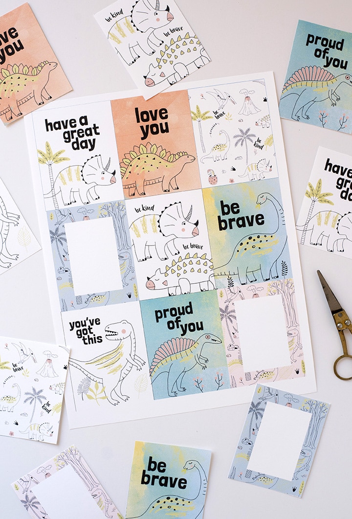 Free Printable Dinosaur Lunchbox Notes
