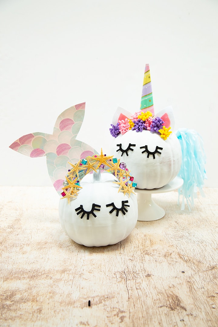 DIY Mermaid and Unicorn Pumpkins