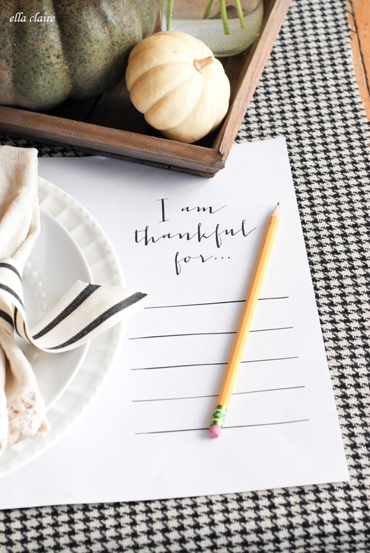 Thanksgiving placemat printable