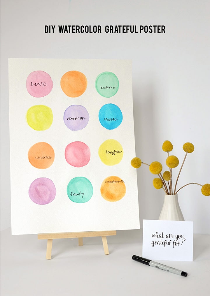 DIY Watercolor Grateful Poster