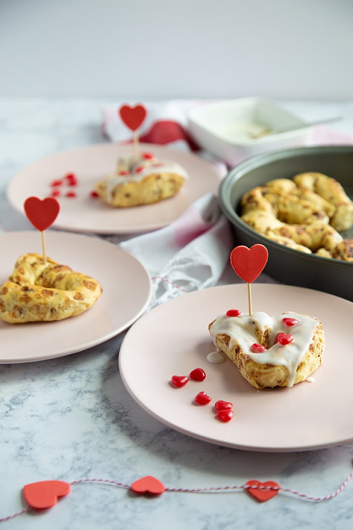 Heart Shaped Cinnamon Rolls