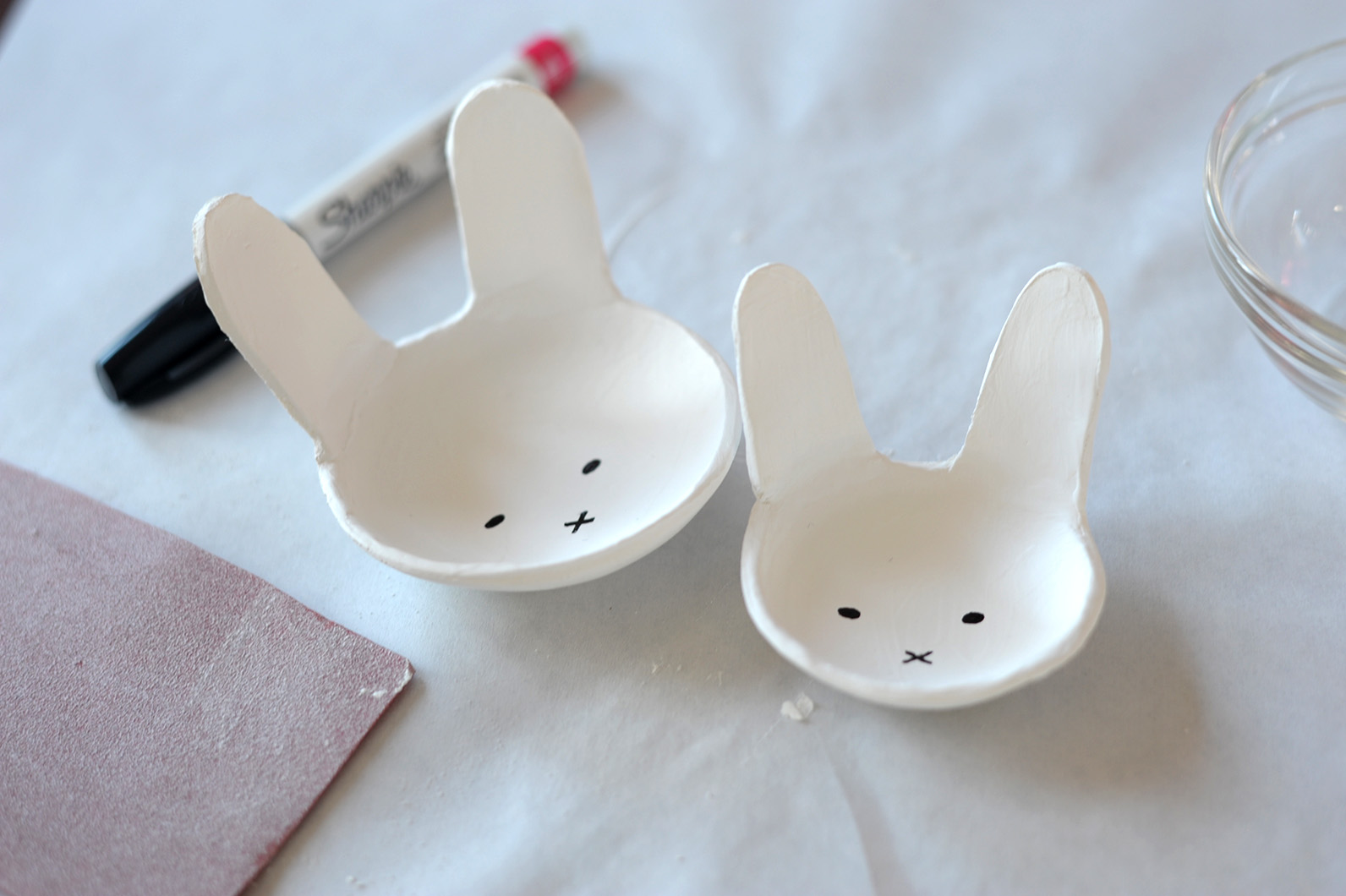 air dry clay bunny bowls