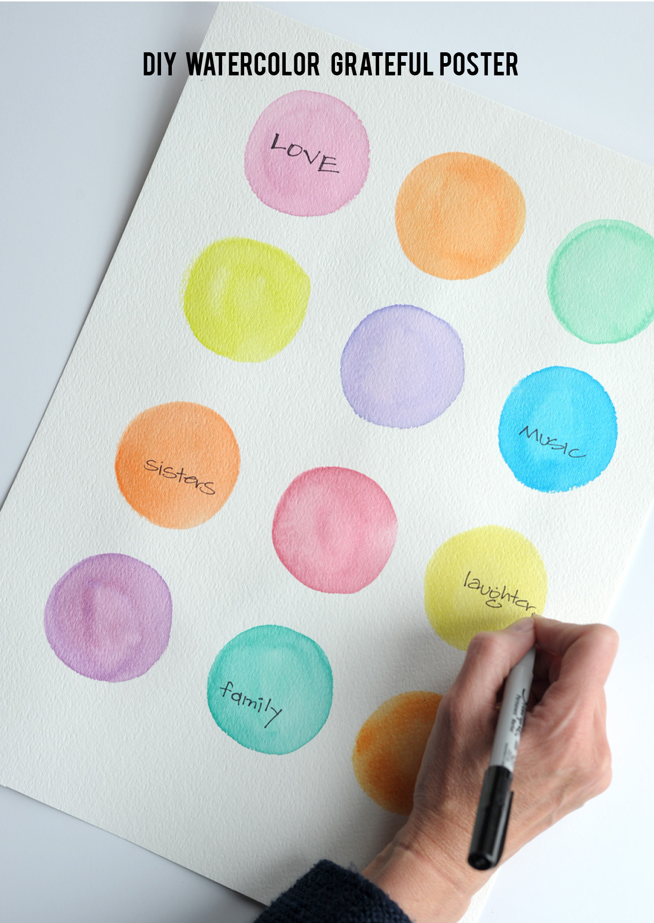 watercolor grateful poster you can make for thanksgiving
