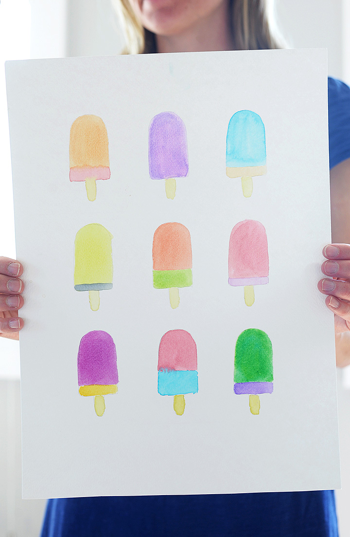 Make this DIY watercolor popsicle art print