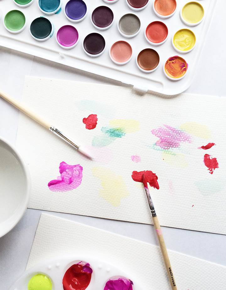 Painting setup with a toddler