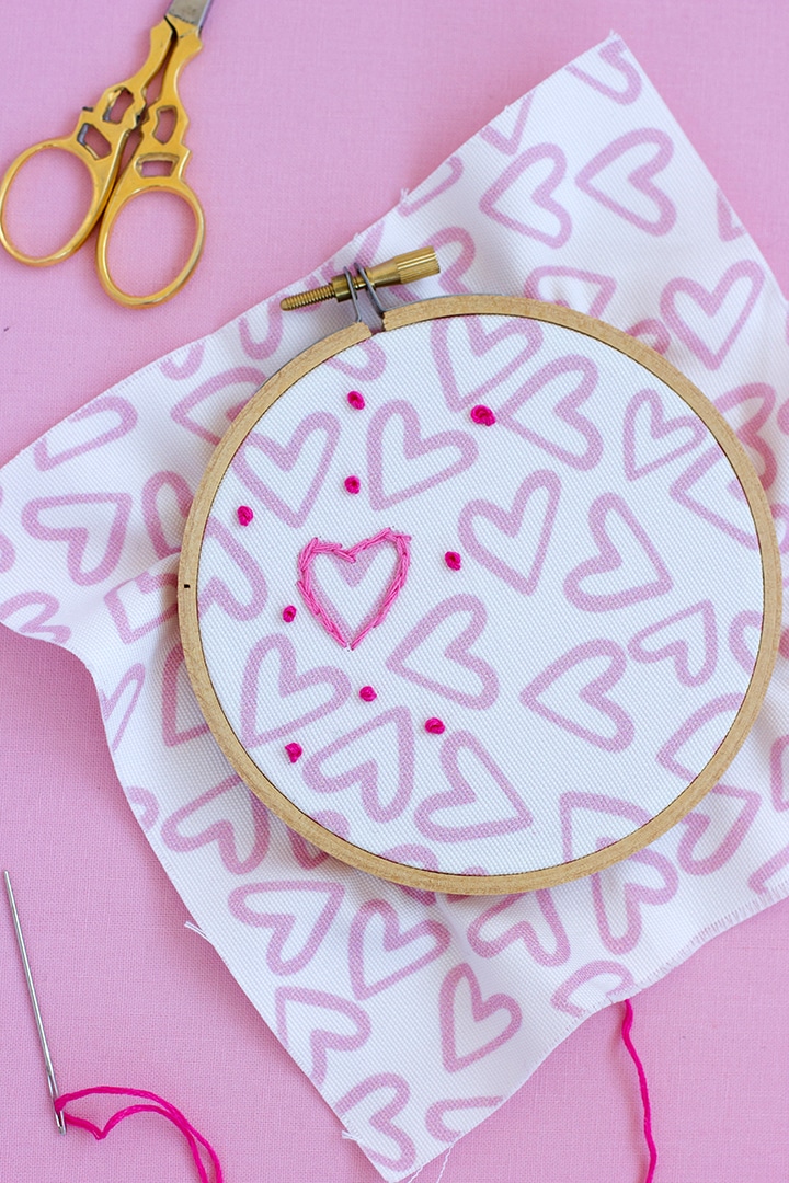 heart fabric embroidery