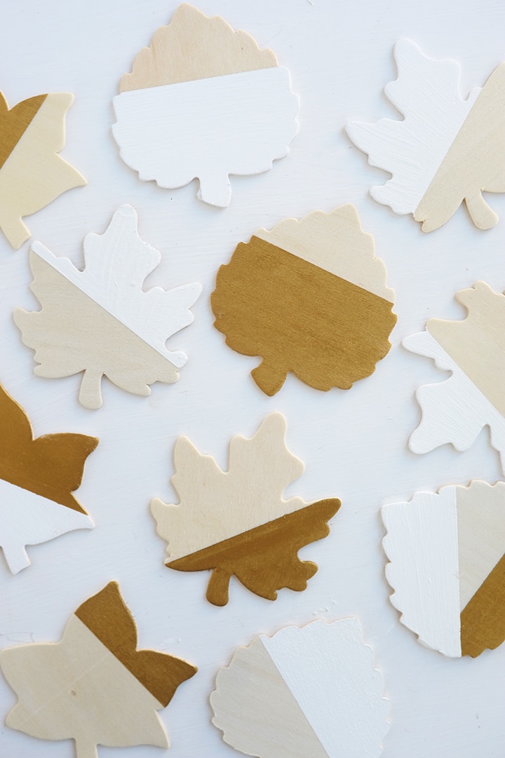 Scandinavian Inspired DIY Painted Wood Leaf Garland