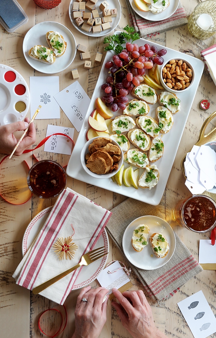 Holiday Craft Party and Goat Cheese Crostini Recipe