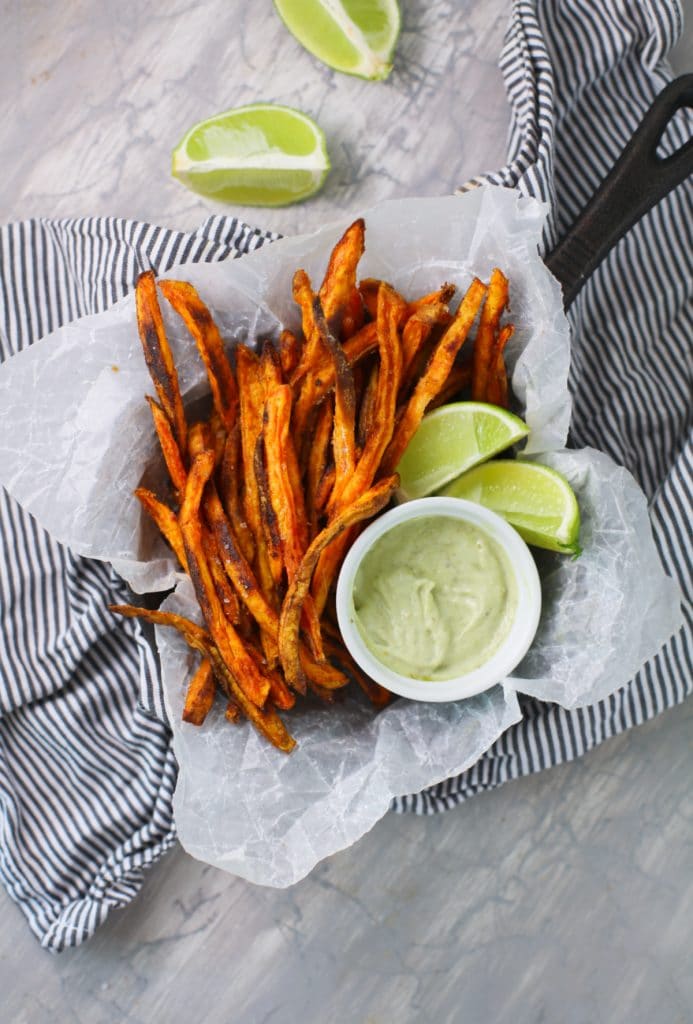 Sweet Potato Fries with Avocado Dip
