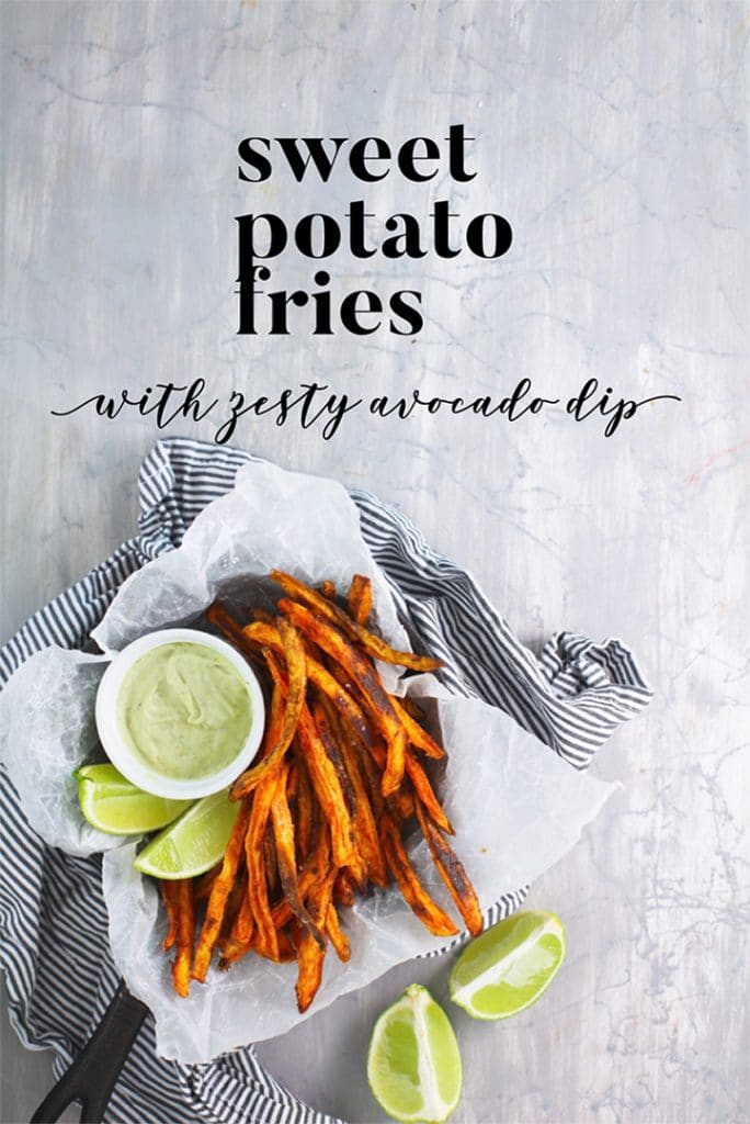 Sweet Potato Fries recipe with zesty avocado dip