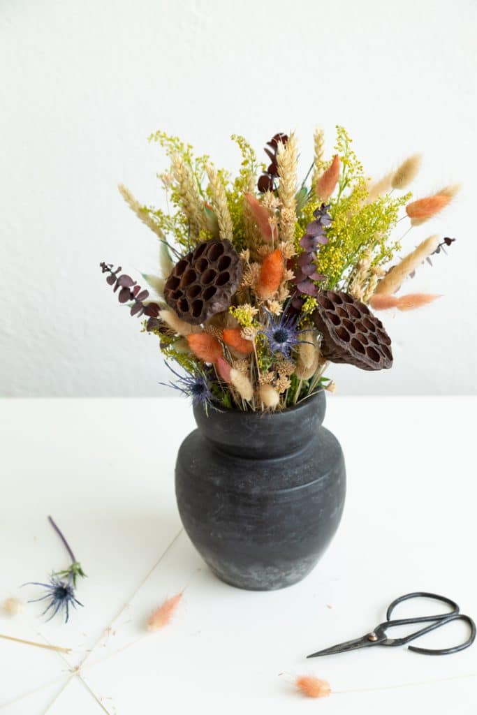 DIY Dried Floral and Grass Arrangement