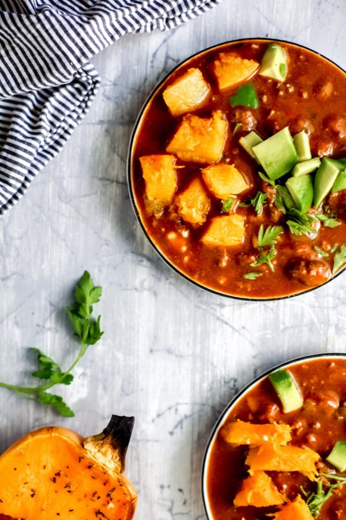Butternut Squash and Ground Turkey Chili recipe #chili #butternutsquash