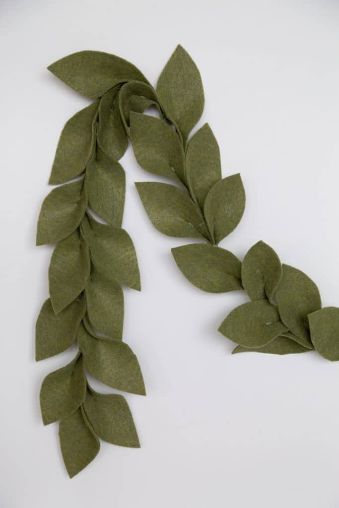 DIY holiday magnolia leaf felt garland