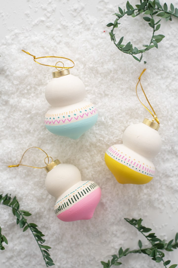 DIY Hand Painted Pastel Ornaments