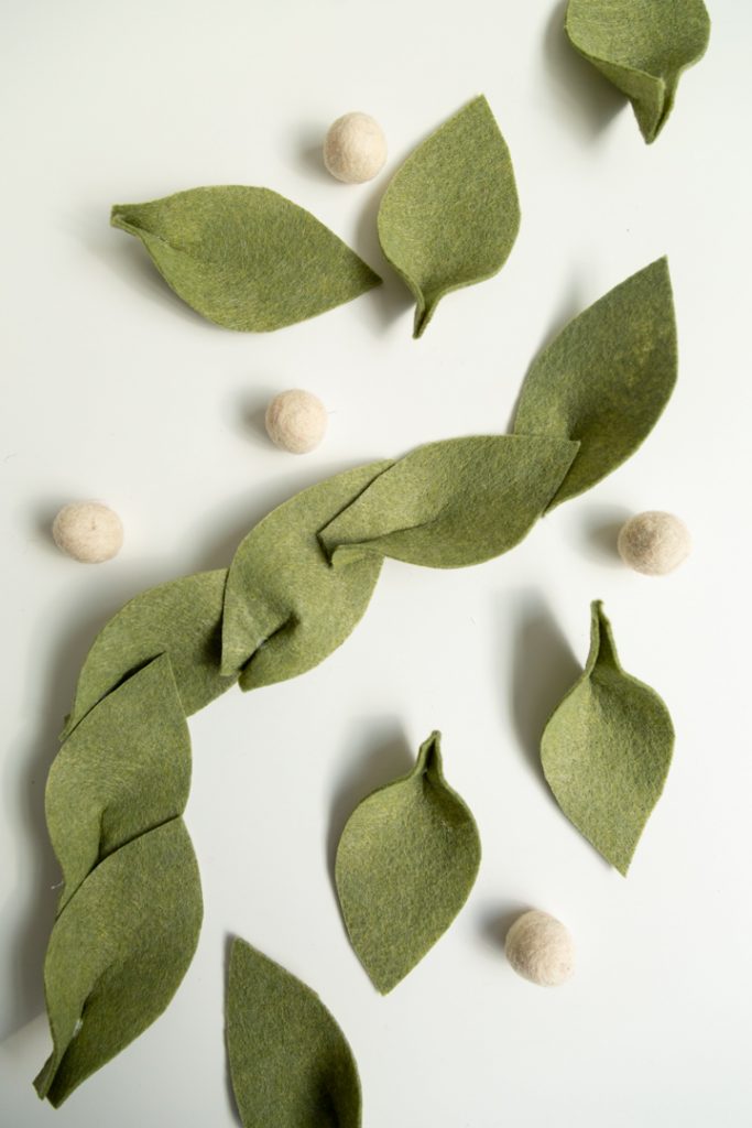 green felt leaves