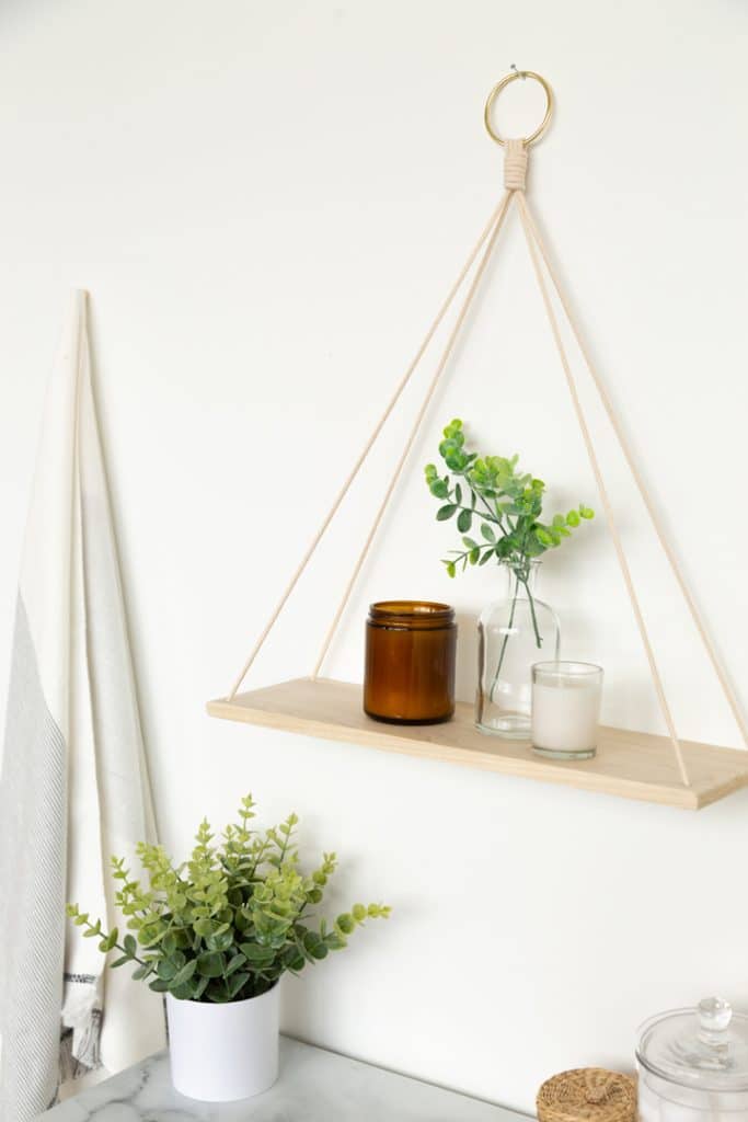 hanging shelf in bathroom