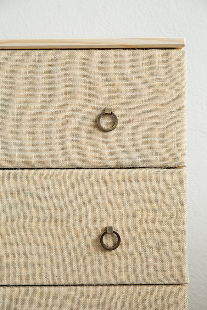 fabric covered dresser drawers