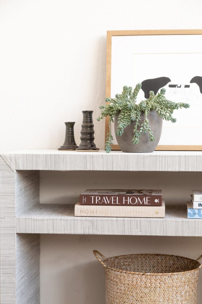 grasscloth console table